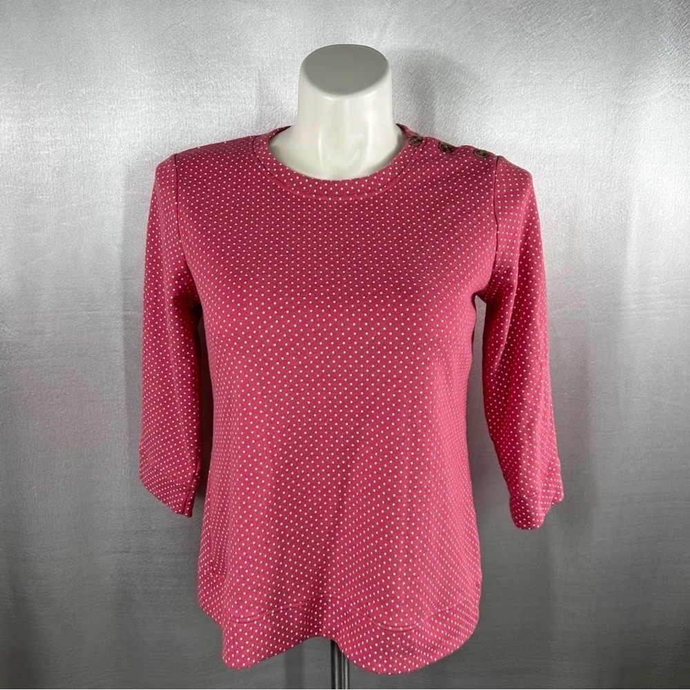 Croft & Barrow Women's Pink Polka Dot Sweatshirt L